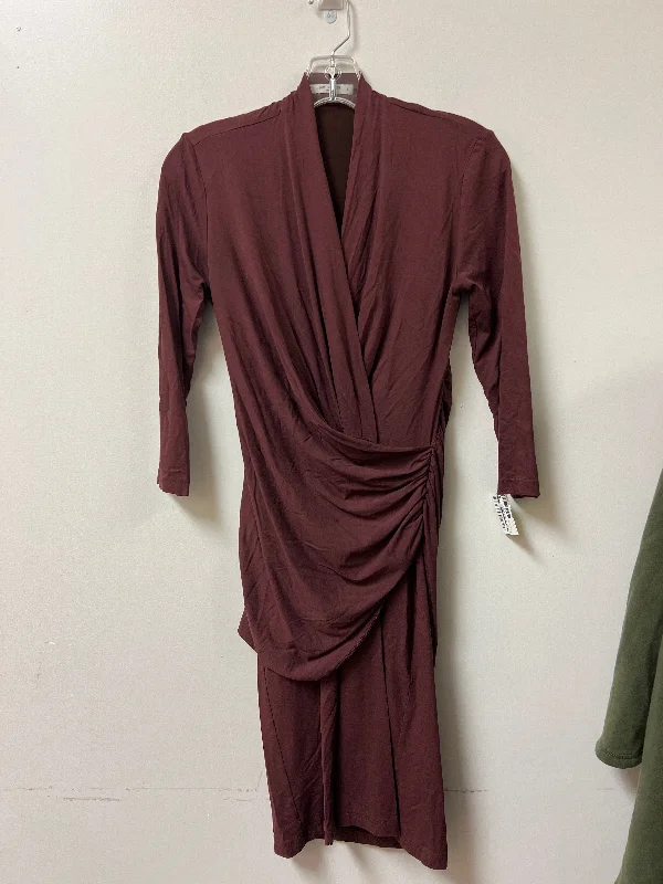 Dress Casual Midi By Cma In Brown, Size: S Elegant Satin Slip Midi Dress
