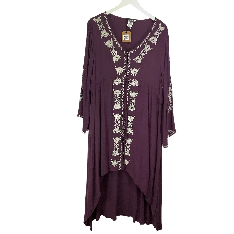 Dress Casual Midi By Earthbound In Purple, Size: Xl Stylish Vintage Midi Dress