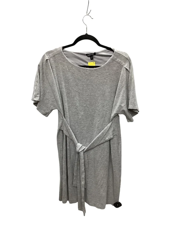 Dress Casual Midi By Express In Grey, Size: L Stylish Wraparound Midi Dress