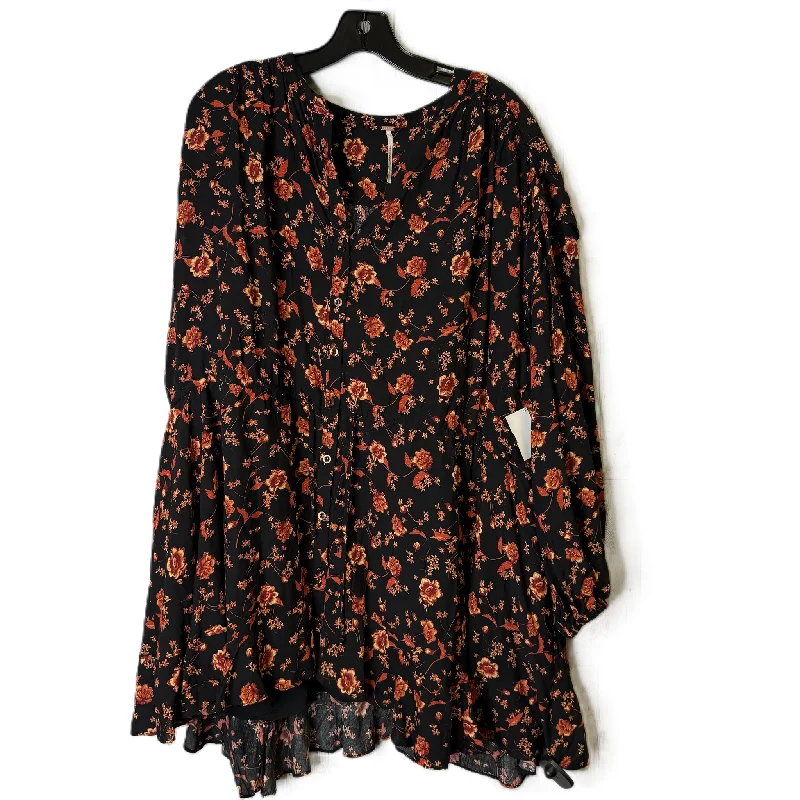 Dress Casual Midi By Free People In Black, Size: S Trendy Floral Wrap Midi Dress