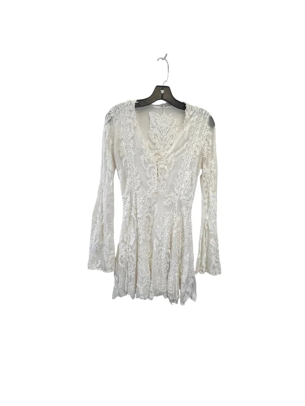 Dress Casual Midi By Free People In Cream, Size: Xs Comfortable Fit-and-Flare Midi Dress Dress Casual Midi By Free People In Cream, Size: Xs Comfortable Fit-and-Flare Midi Dress
