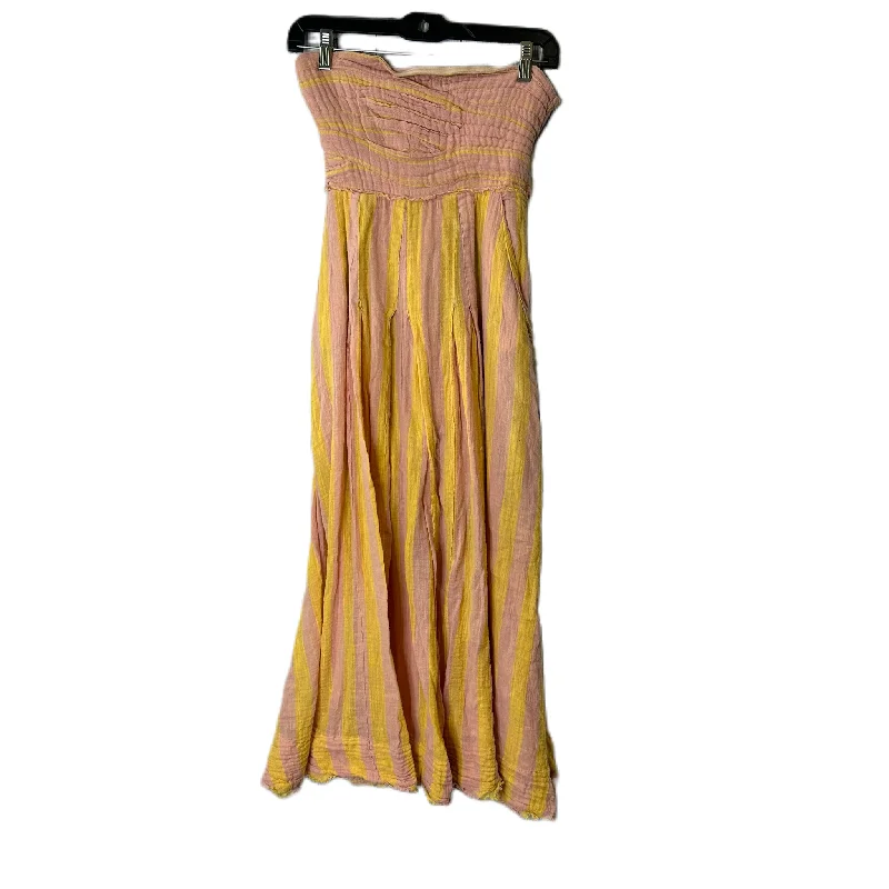 Dress Casual Midi By Free People In Orange, Size: S Trendy Ruffle Hem Midi Dress