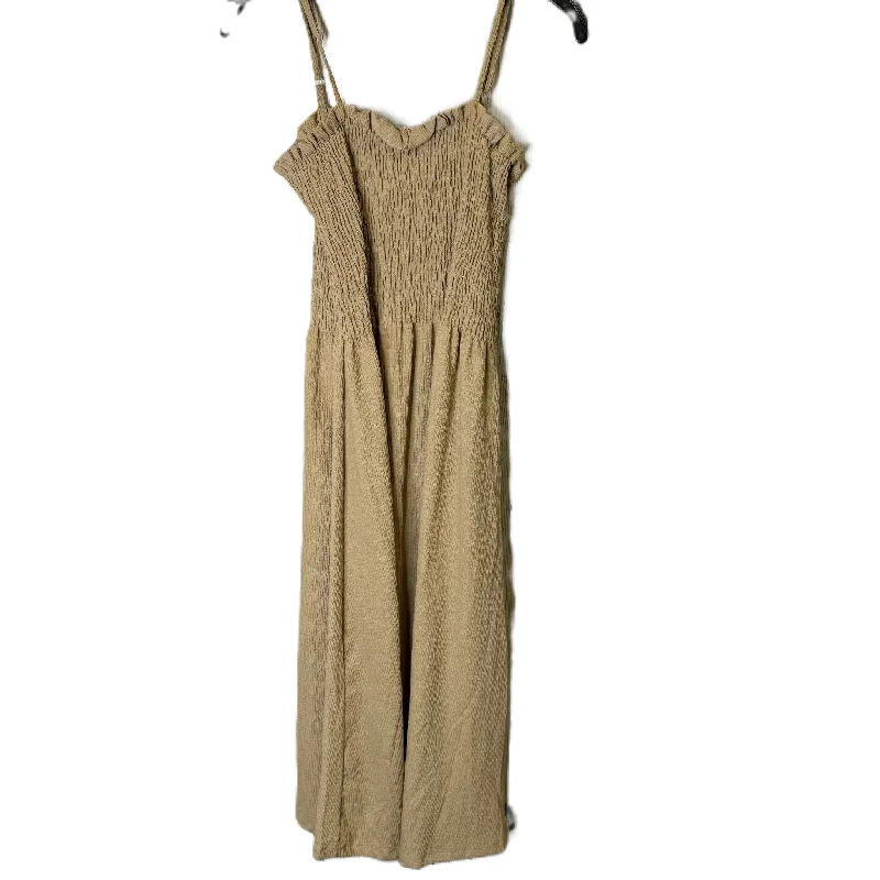 Dress Casual Midi By H&m In Brown, Size: M Fashionable Sheer Sleeve Midi Dress