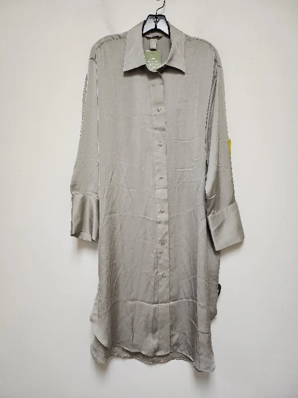 Dress Casual Midi By H&m In Grey, Size: M Trendy A-Line Midi Dress