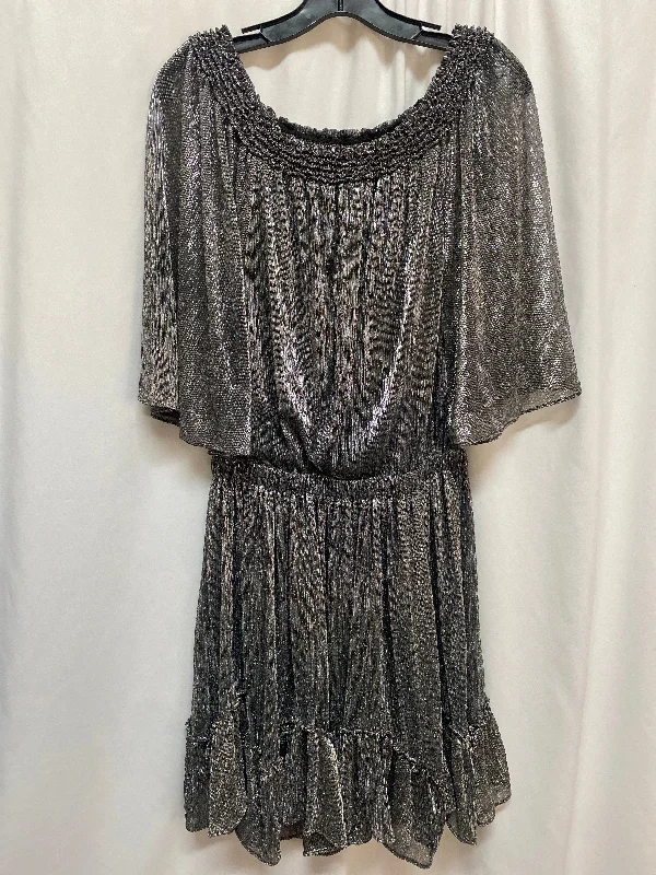 Dress Casual Midi By Halston In Silver, Size: S Elegant Puff Sleeve Midi Dress
