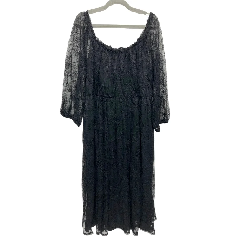 Dress Casual Midi By Lane Bryant In Black, Size: 22 Trendy Flared Sleeve Midi Dress