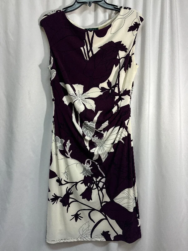 Dress Casual Midi By Lauren By Ralph Lauren In Purple, Size: L Trendy Midi Dress with Belt Dress Casual Midi By Lauren By Ralph Lauren In Purple, Size: L Trendy Midi Dress with Belt