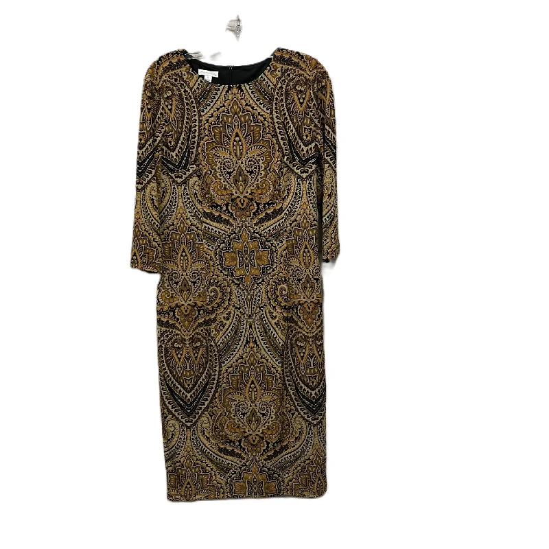 Dress Casual Midi By London Times In Brown, Size: L Stylish Vintage Midi Dress