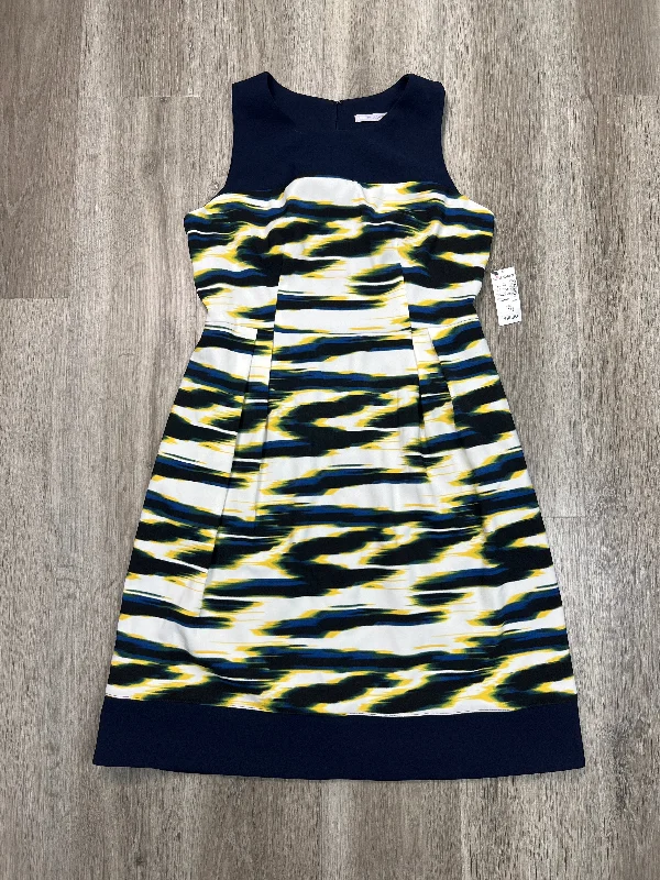 Dress Casual Midi By Luxe In Blue & Yellow, Size: M Elegant Floral Skirt Midi Dress