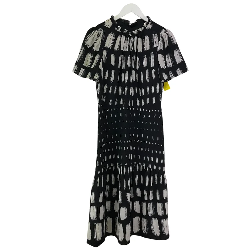 Dress Casual Midi By Maggy London In Black & White, Size: 10 Elegant Floral Appliqué Midi Dress