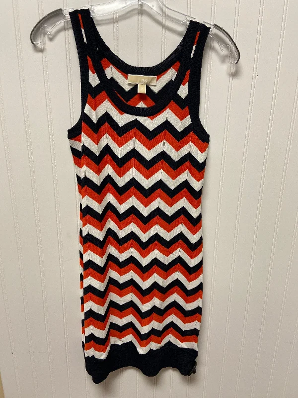 Dress Casual Midi By Michael By Michael Kors In Blue & Orange, Size: S Fashionable High-Low Midi Dress Dress Casual Midi By Michael By Michael Kors In Blue & Orange, Size: S Fashionable High-Low Midi Dress
