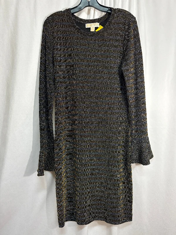 Dress Casual Midi By Michael Kors In Gold, Size: L Elegant Satin Button Midi Dress