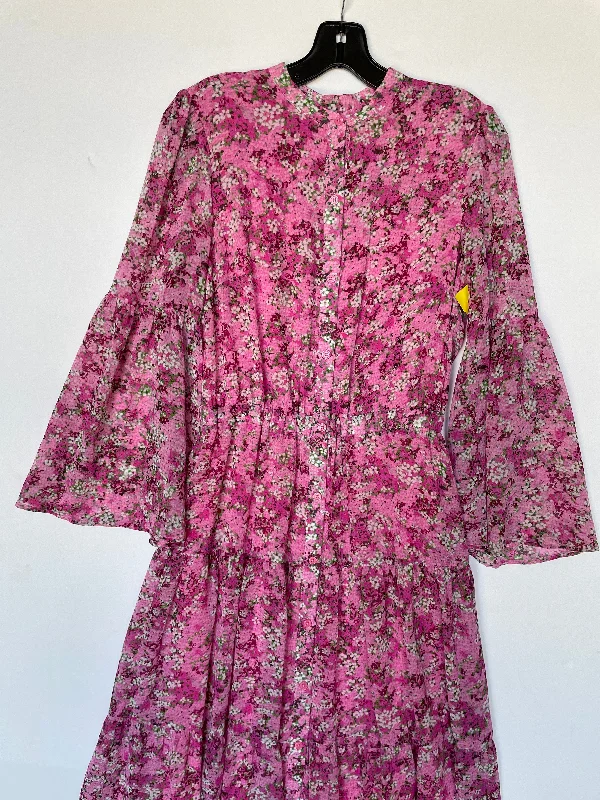 Dress Casual Midi By Michael Kors In Pink, Size: 4 Trendy Midi Dress with Belt
