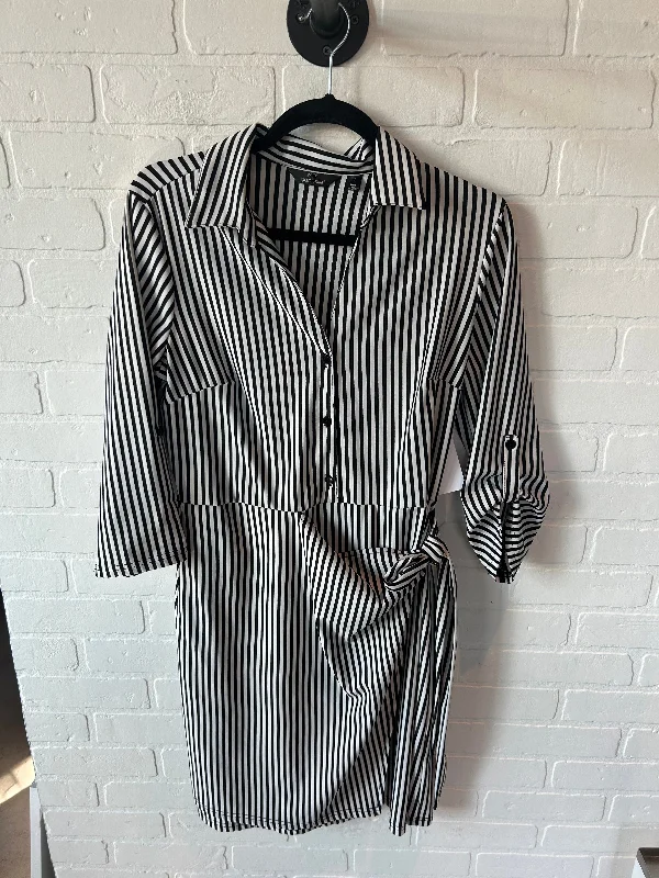 Dress Casual Midi By Mlle Gabrielle In Black & White, Size: S Trendy Midi Dress with Belt Dress Casual Midi By Mlle Gabrielle In Black & White, Size: S Trendy Midi Dress with Belt