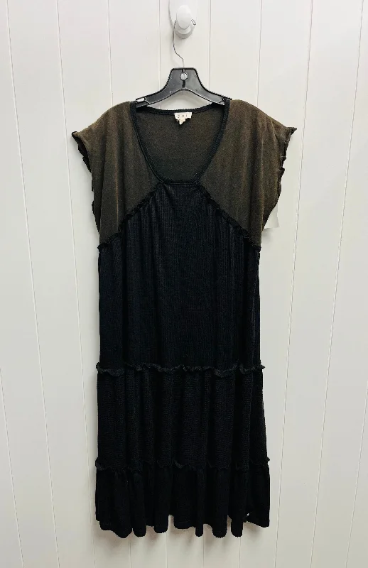 Dress Casual Midi By Pol In Black, Size: M Trendy Off-Shoulder Ruffle Midi Dress