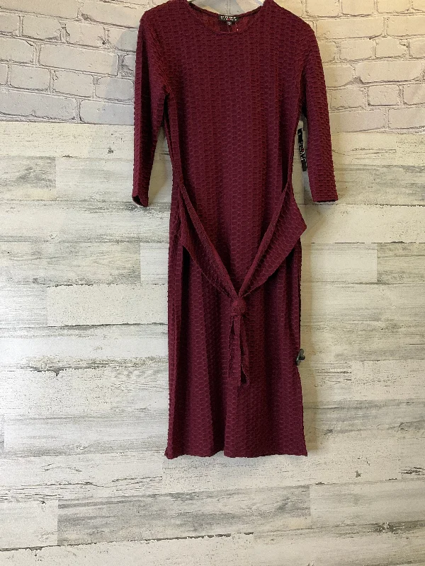 Dress Casual Midi By Poof In Red, Size: L Trendy Ruched Side Midi Dress