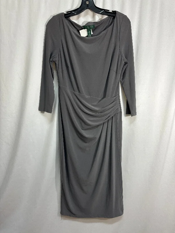 Dress Casual Midi By Ralph Lauren In Grey, Size: M Stylish Tiered Midi Dress