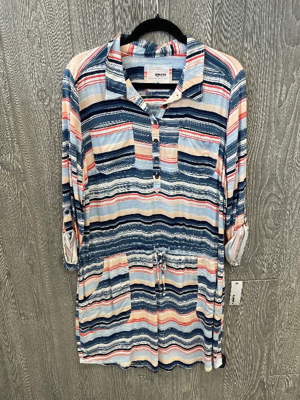Dress Casual Midi By Sonoma In Striped Pattern, Size: L Stylish Satin Midi Dress