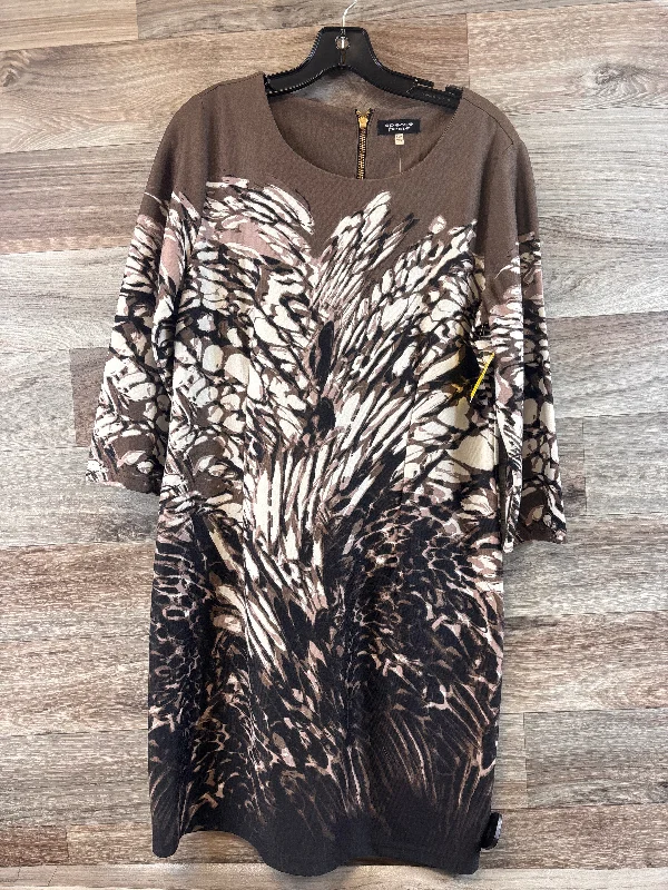 Dress Casual Midi By Spense In Brown & Cream, Size: Xlp Fashionable A-Line Midi Dress Dress Casual Midi By Spense In Brown & Cream, Size: Xlp Fashionable A-Line Midi Dress
