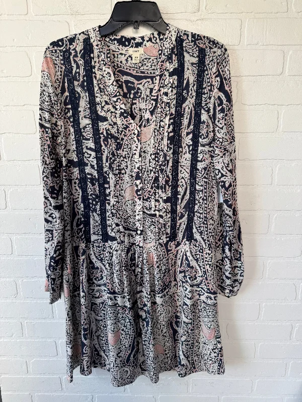 Dress Casual Midi By Tiny In Blue & Pink, Size: Xs Comfortable Denim Midi Dress
