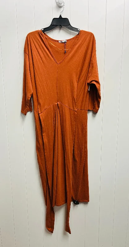 Dress Casual Midi By Zara Basic In Orange, Size: S Stylish Button-Down Midi Dress