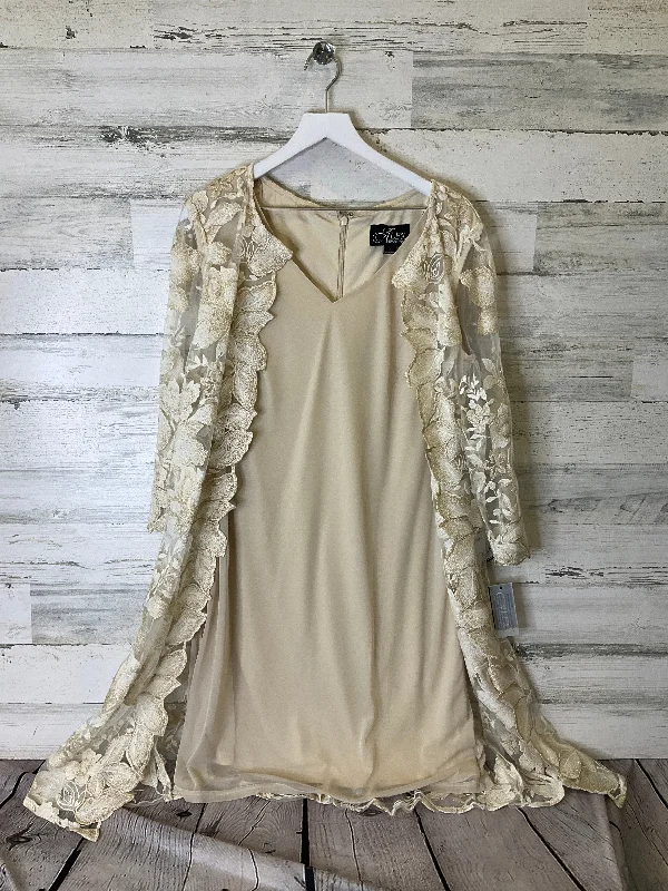 Dress Party Midi By Alex Evenings In Tan, Size: Xl Elegant Pleated Sleeve Midi Dress Dress Party Midi By Alex Evenings In Tan, Size: Xl Elegant Pleated Sleeve Midi Dress