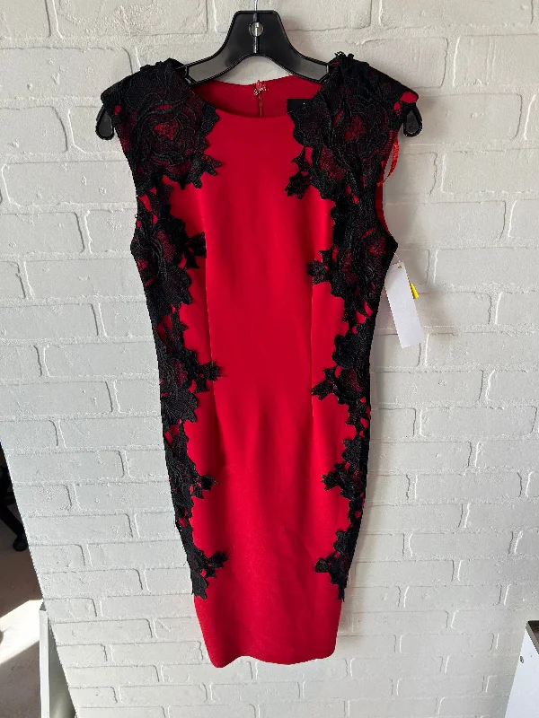 Dress Party Midi By Ax Armani In Black & Red, Size: M Trendy Mock Neck Midi Dress