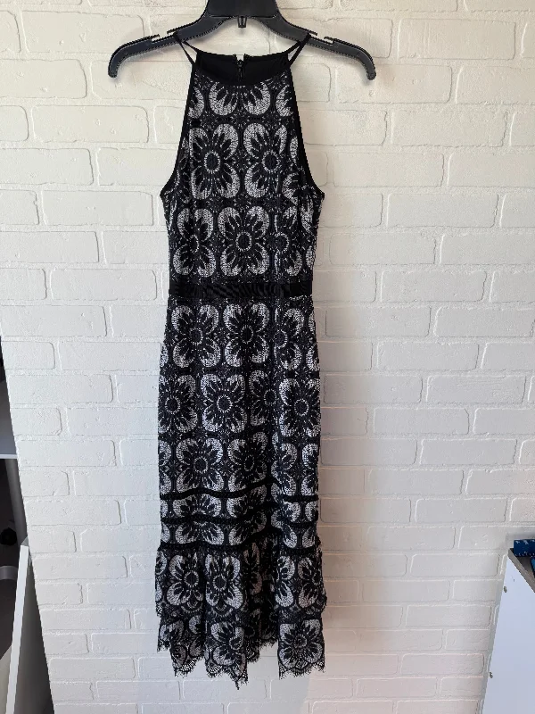 Dress Party Midi By Banana Republic In Black & Grey, Size: Xs Trendy Tiered Hem Midi Dress Dress Party Midi By Banana Republic In Black & Grey, Size: Xs Trendy Tiered Hem Midi Dress