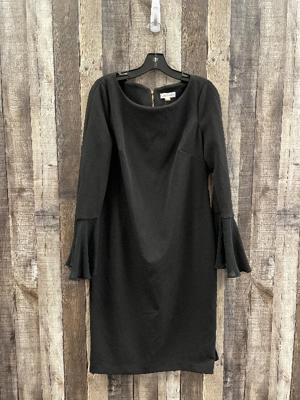 Dress Party Midi By Calvin Klein In Black, Size: L Trendy Flared Sleeve Midi Dress