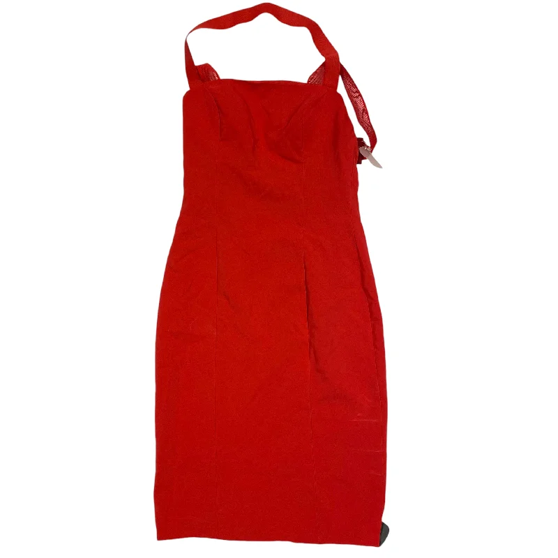 Dress Party Midi By MARIA BIANCA NERO In Red, Size: 10 Stylish Pleated Skirt Midi Dress