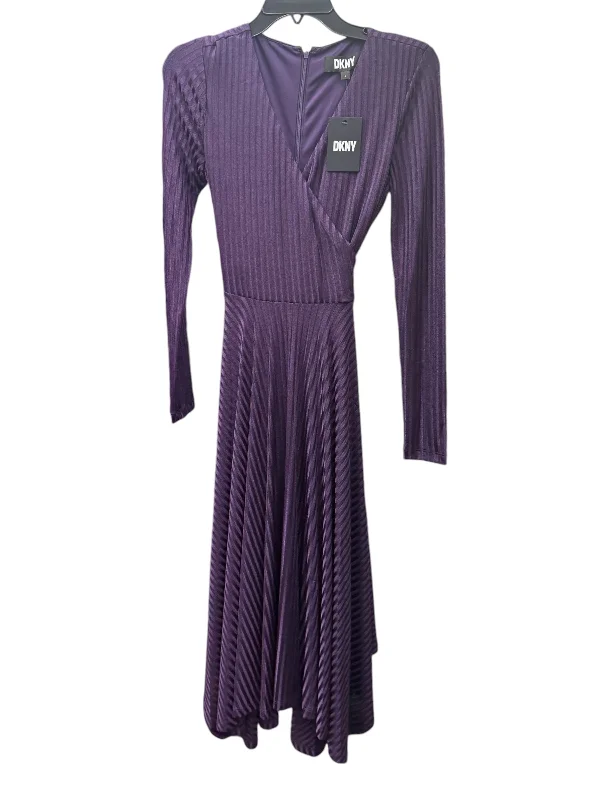 Dress Party Midi By Dkny In Purple, Size: 4 Elegant Sleeveless Midi Dress