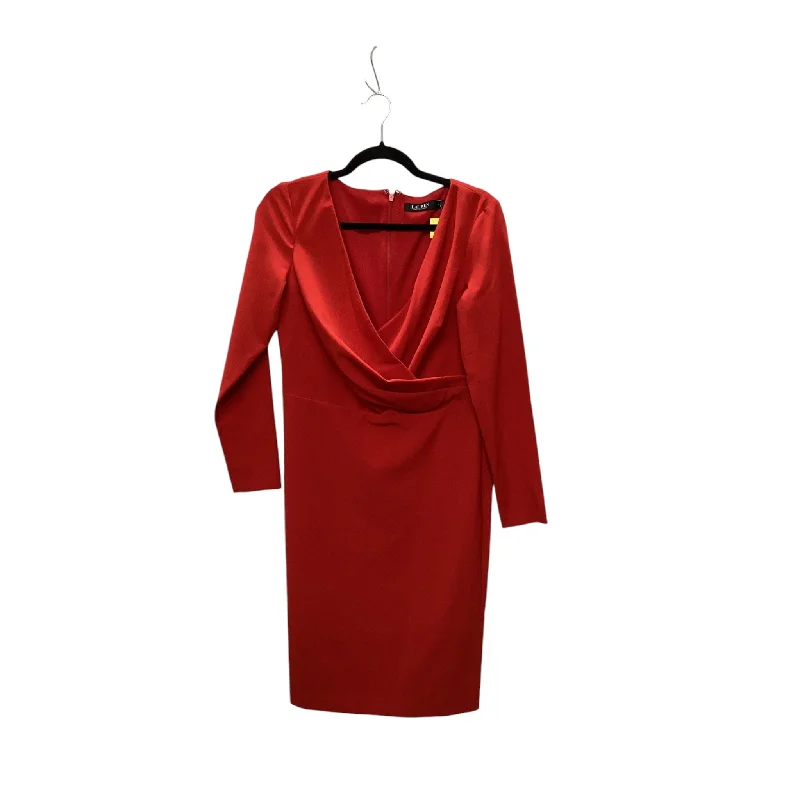 Dress Party Midi By Lauren By Ralph Lauren In Red, Size: S Fashionable One-Shoulder Midi Dress Dress Party Midi By Lauren By Ralph Lauren In Red, Size: S Fashionable One-Shoulder Midi Dress