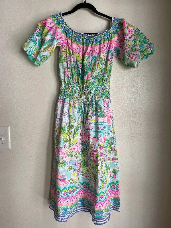Dress Party Midi By Lilly Pulitzer In Multi-colored, Size: Xs Fashionable High-Neck Midi Dress Dress Party Midi By Lilly Pulitzer In Multi-colored, Size: Xs Fashionable High-Neck Midi Dress