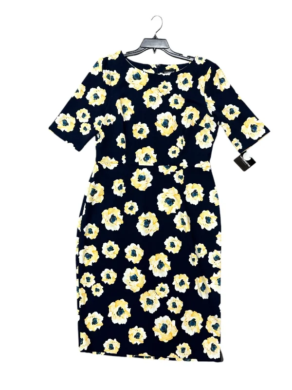 Dress Party Midi By Liz Claiborne In Navy, Size: 16 Trendy Smocked Waist Midi Dress