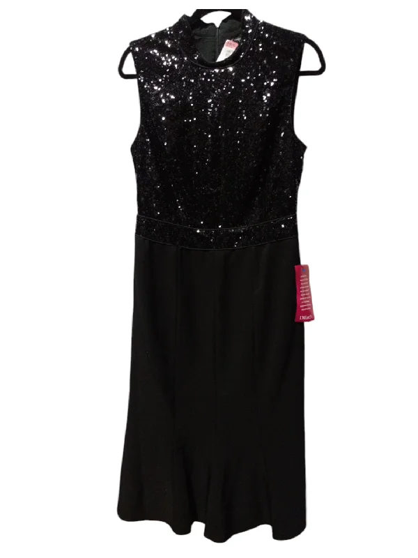 Dress Party Midi By Maggy London In Black, Size: 8 Stylish Wraparound Midi Dress