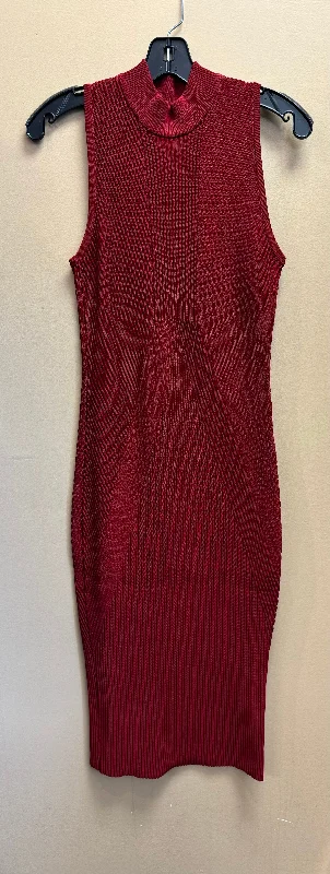 Dress Party Midi By Nicole Miller In Red, Size: M Fashionable Sheer Sleeve Midi Dress Dress Party Midi By Nicole Miller In Red, Size: M Fashionable Sheer Sleeve Midi Dress