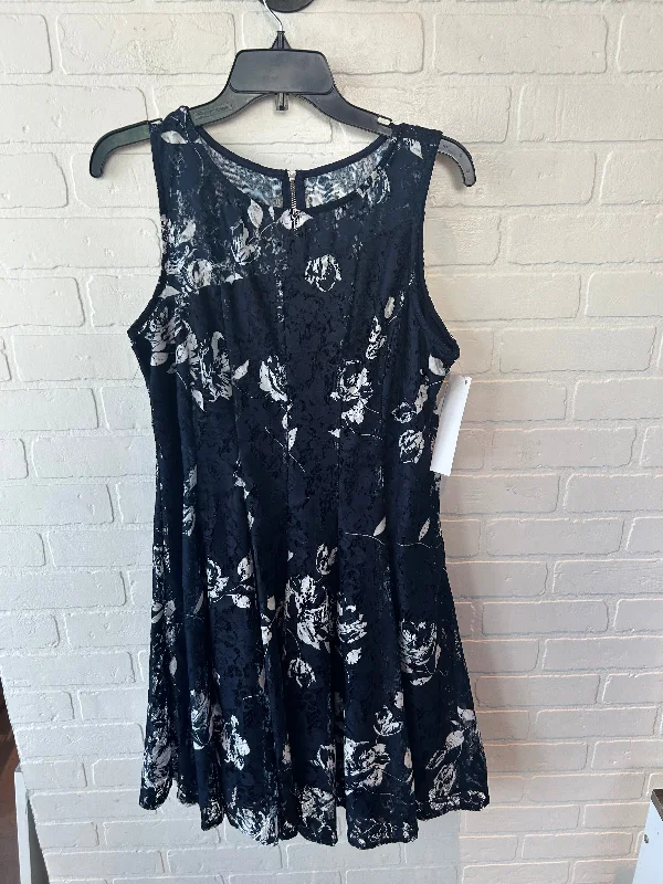 Dress Party Midi By Roz And Ali In Blue & White, Size: L Stylish Satin Midi Dress