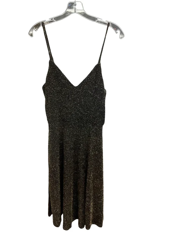 Dress Party Midi By Socialite In Black & Gold, Size: M Stylish Silk Midi Dress