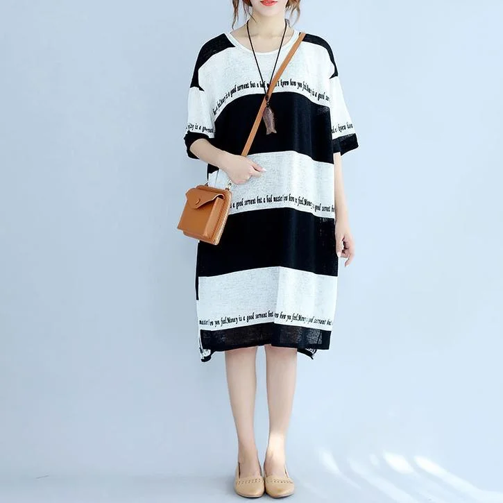 New White Black Striped Midi-length Cotton Dress Plus Size Linen Cotton Dress Boutique Low High Design Alphabet Prints Cotton Clothing Stylish Silk Midi Dress New White Black Striped Midi-length Cotton Dress Plus Size Linen Cotton Dress Boutique Low High Design Alphabet Prints Cotton Clothing Stylish Silk Midi Dress