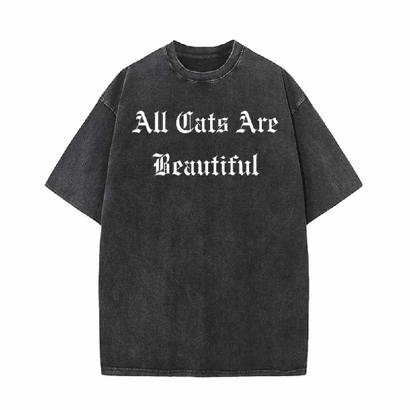Goth All Cats Are Beautiful Vintage Washed T-shirt-- Jersey Fabric Tulle Fabric Batik Fabric Goth All Cats Are Beautiful Vintage Washed T-shirt-- Jersey Fabric Tulle Fabric Batik Fabric