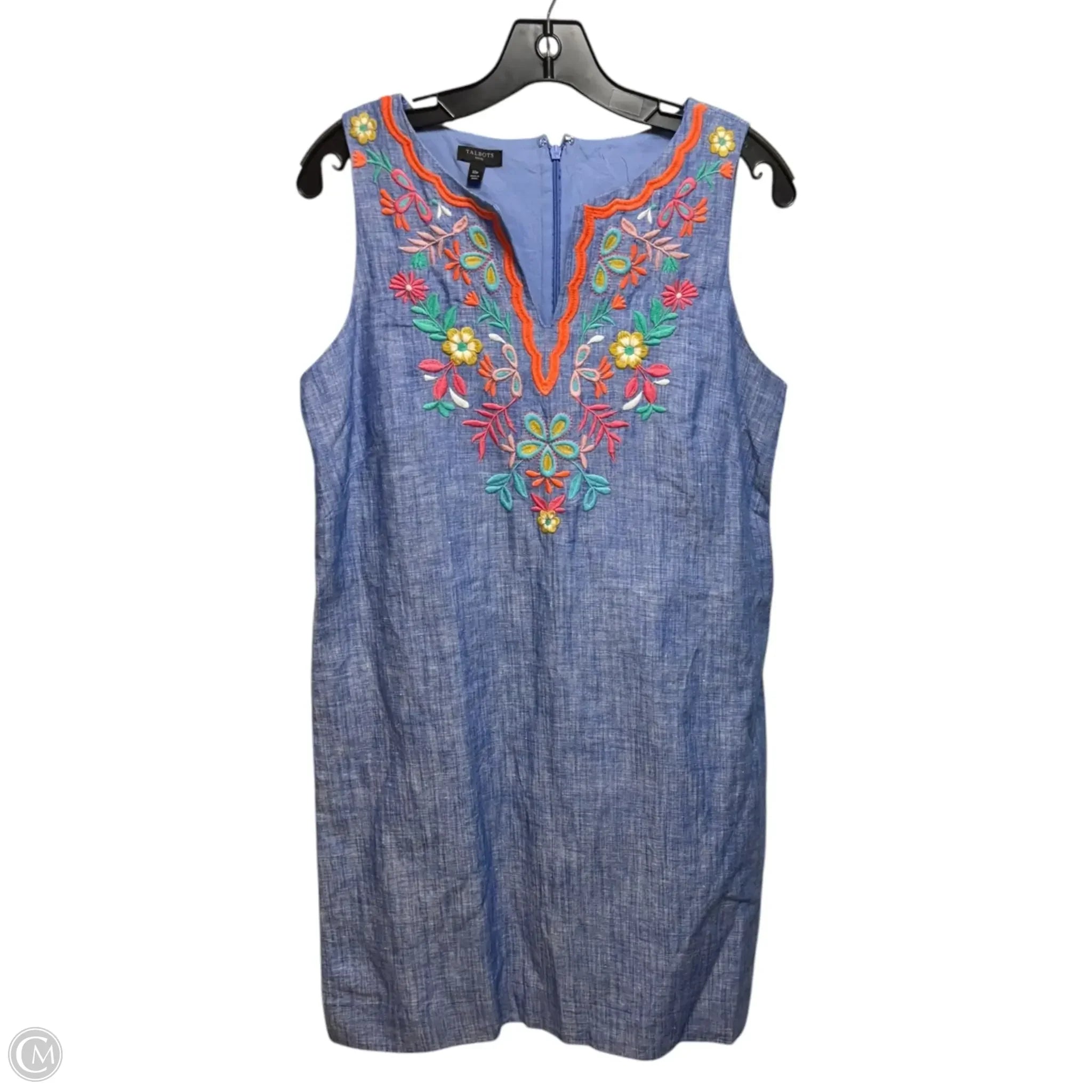 Embroidered Linen Dress Casual Short By Talbots In Blue, Size: 10p Tunics Versatile stylish Embroidered Linen Dress Casual Short By Talbots In Blue, Size: 10p Tunics Versatile stylish