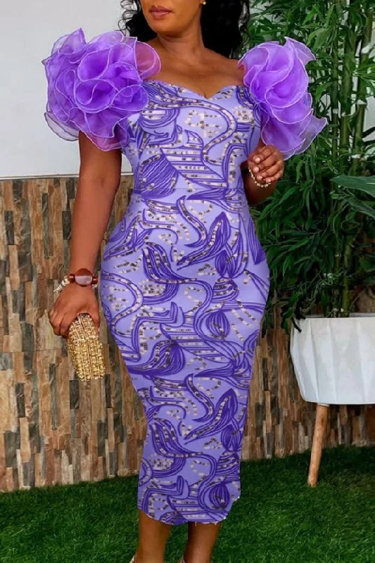 Zjkrl - Purple Fashion Sexy Print Patchwork Slit Off the Shoulder Evening Dress Tunics Party sparkling Zjkrl - Purple Fashion Sexy Print Patchwork Slit Off the Shoulder Evening Dress Tunics Party sparkling