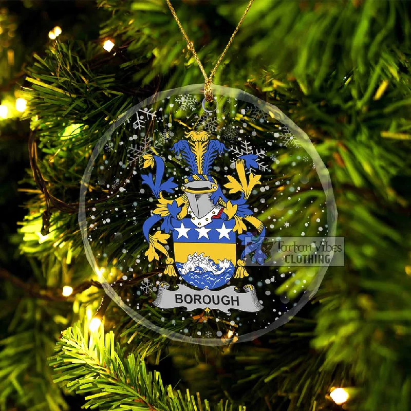Borough Irish Clan Christmas Glass Ornament with Coat of Arms Fitted Loose Oversized Borough Irish Clan Christmas Glass Ornament with Coat of Arms Fitted Loose Oversized