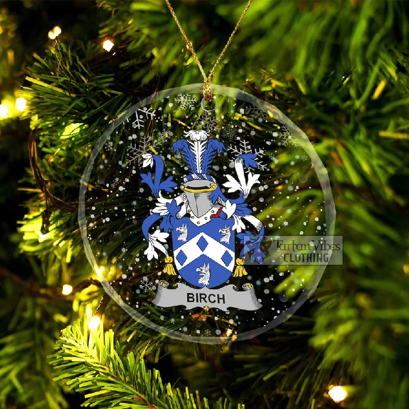 Birch Irish Clan Christmas Glass Ornament with Coat of Arms Herringbone Houndstooth Plaid Birch Irish Clan Christmas Glass Ornament with Coat of Arms Herringbone Houndstooth Plaid