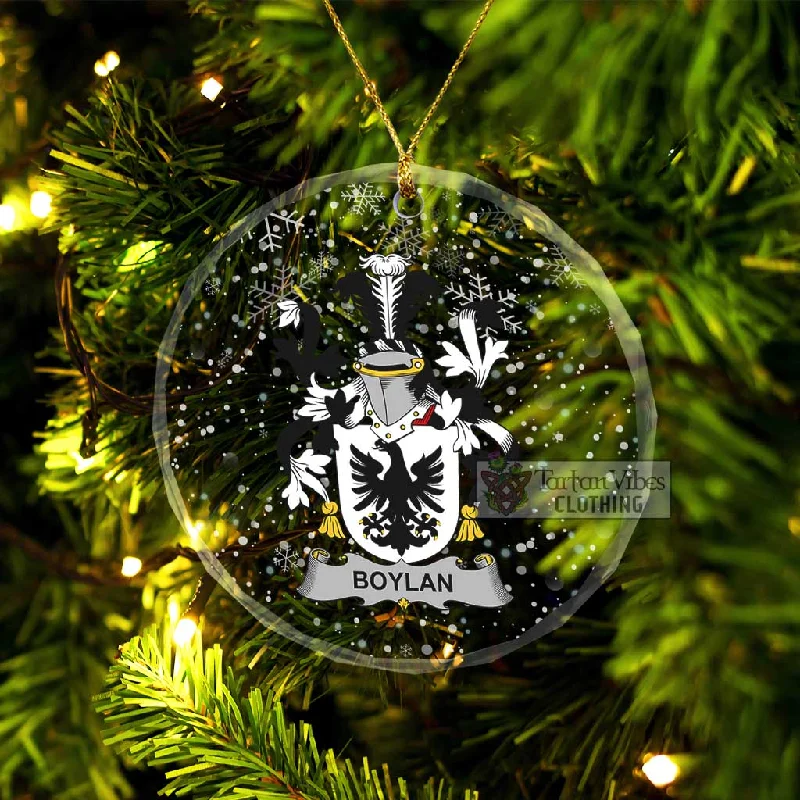Boylan Irish Clan Christmas Glass Ornament with Coat of Arms Buttoned Toggled Snapped Boylan Irish Clan Christmas Glass Ornament with Coat of Arms Buttoned Toggled Snapped