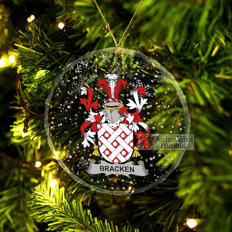 Bracken Irish Clan Christmas Glass Ornament with Coat of Arms Crew Neck V-Neck Boat Neck Bracken Irish Clan Christmas Glass Ornament with Coat of Arms Crew Neck V-Neck Boat Neck