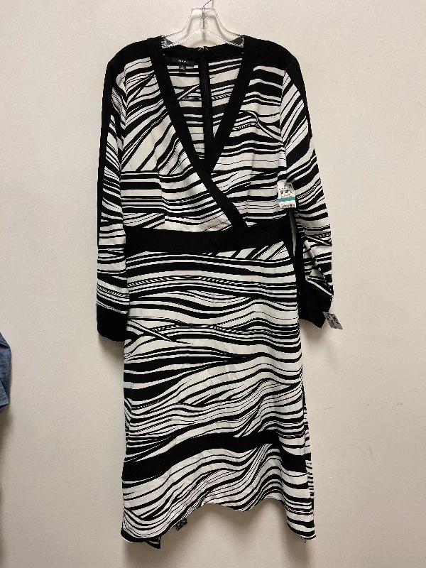 Dress Casual Midi By Alfani In Black & White, Size: Xl Stylish Cold Shoulder Midi Dress