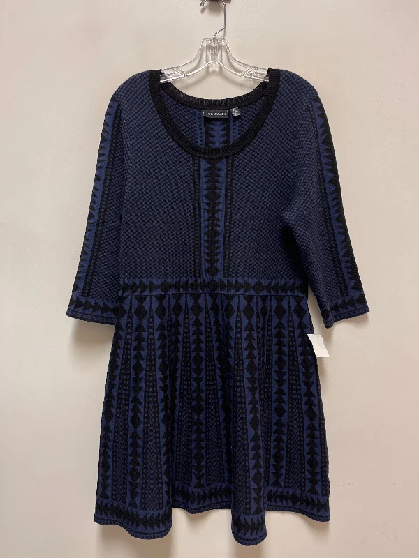 Dress Casual Midi By Nina Leonard In Navy, Size: Xl Elegant Faux Wrap Midi Dress